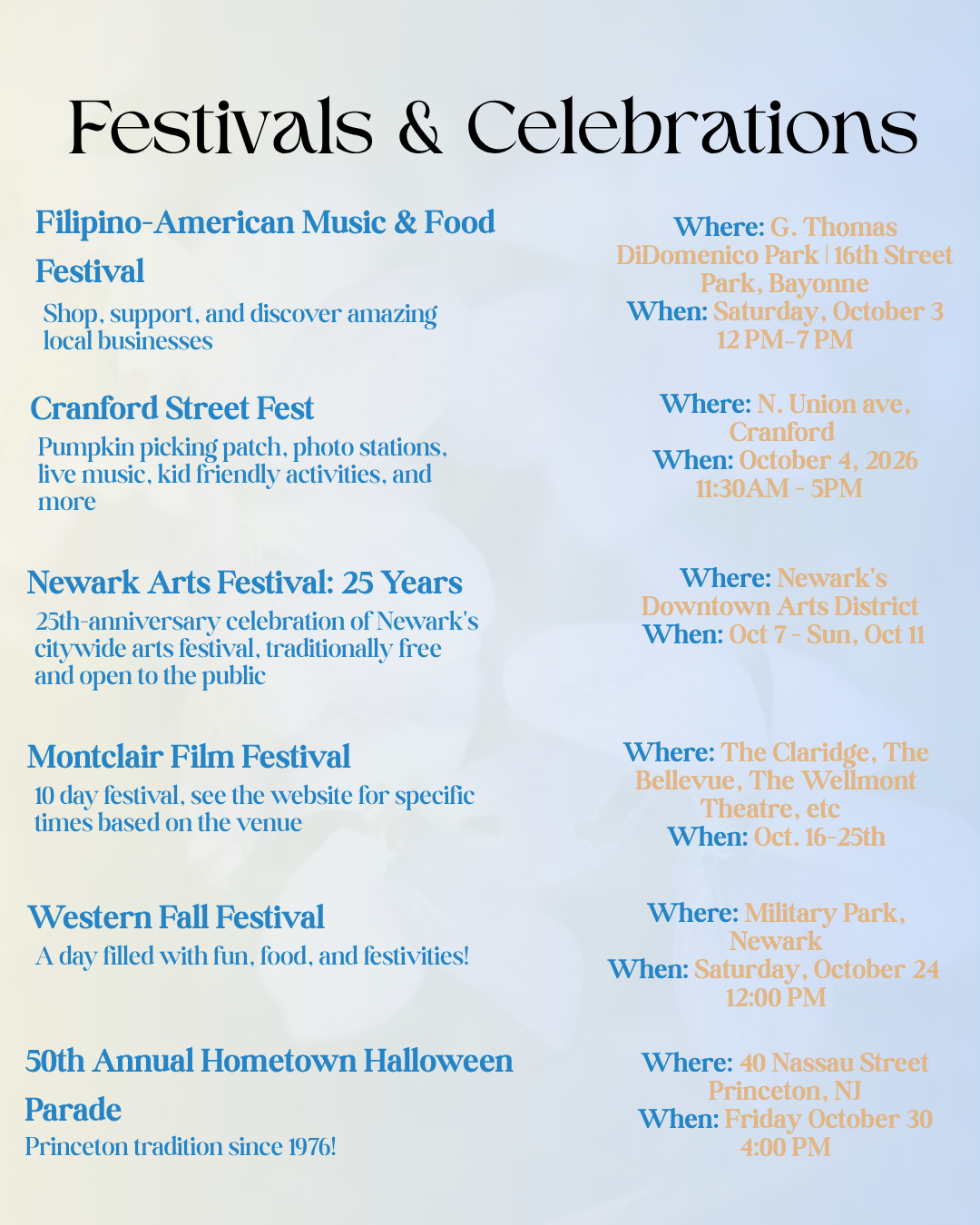 What to do in New Jersey in October